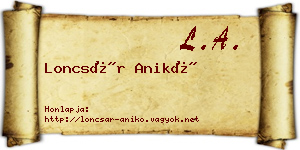 Loncsár Anikó névjegykártya